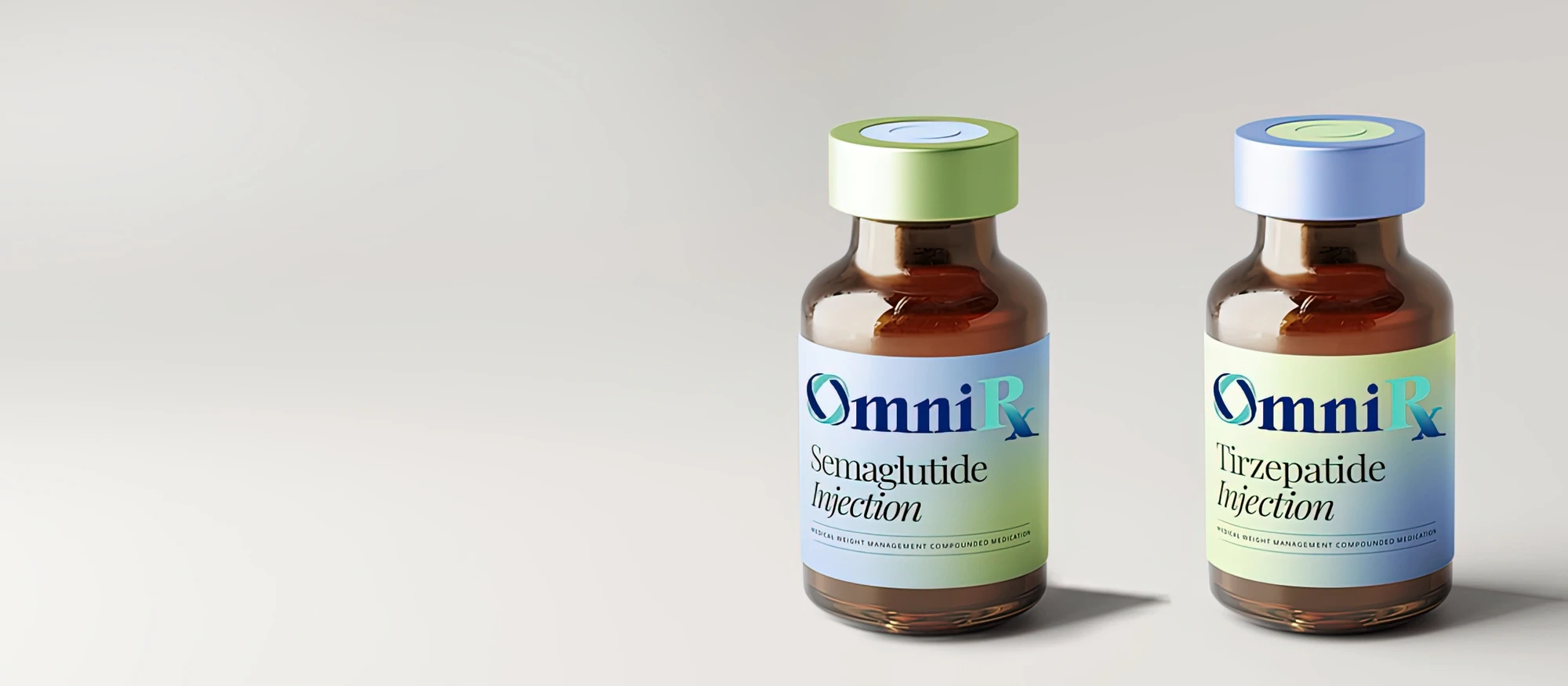 OmniRx Semaglutide and Tirzepatide injection vials